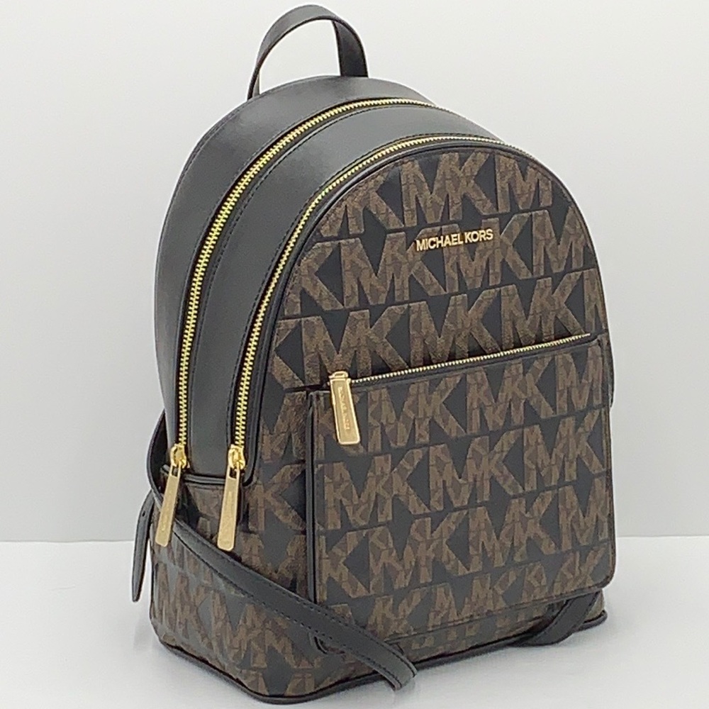 MICHAEL KORS ADINA MEDIUM BACKPACK BLACK MULTI LOGO - Picture 1 of 16